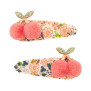 Set mollette 2 floral pom pom cherries clips Mimi & Lula