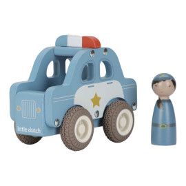 Macchina della polizia con personaggio in legno Little Dutch