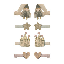 Set 8 mollette mini clips Princess & castel Mimi & Lula