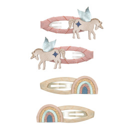Set 4 mollette winged unicorn & rainbow clic clacs Mimi & Lula