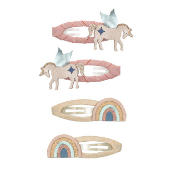 Set 4 mollette winged unicorn & rainbow clic clacs Mimi & Lula