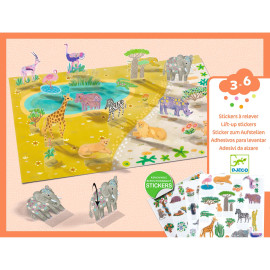 Stickers riposizionabili lift-up animali Djeco