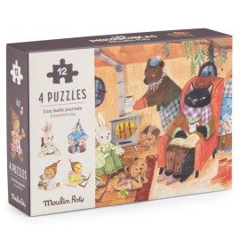 Set 4 puzzle bella giornata 4x12 pz Yes Minouchkas Moulin Roty
