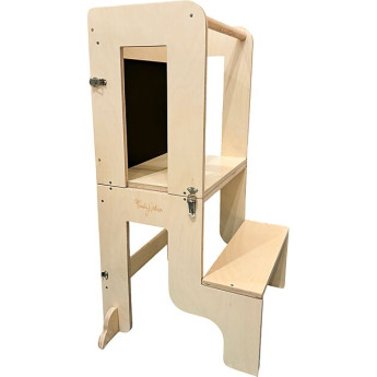 Torre Montessori 3 in 1 - Natural - Lavagna Magnetica e Convertibile in Tavolo+Sedia