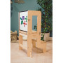 Torre Montessori 3 in 1 - Natural - Lavagna Magnetica e Convertibile in Tavolo+Sedia