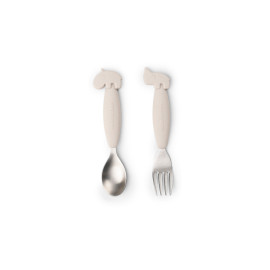 Set 2 posate antiscivolo in acciaio Tiny farm sabbia Done By Deer