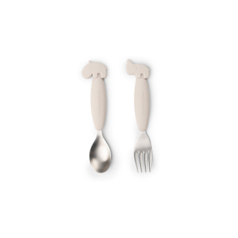 Set 2 posate antiscivolo in acciaio Tiny farm sabbia Done By Deer