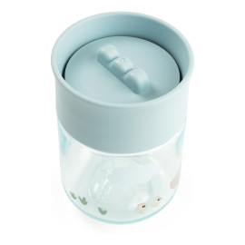 Bicchere da apprendimento con bordo per bere a 360°  gradi antigoccia blu Done By Deer