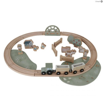 Set trenino in legno con accessori fattoria Little Dutch