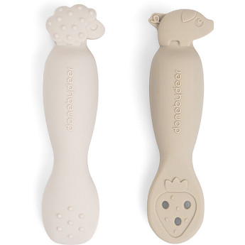Set 2 cucchiaini da apprendimenti in silicone sabbia Done By Deer