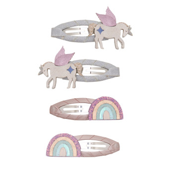 Set 4 mollette unicorn and rainbow hair clips Mimi & Lula