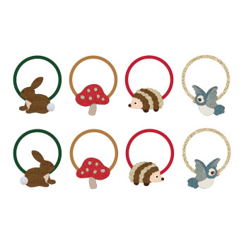 Set 8 elastici woodland pals mini hair ties Mimi & Lula
