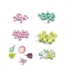 Perle in legno fiori 450 pz djeco