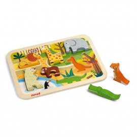 Puzzle ad incastro animali dello zoo janod