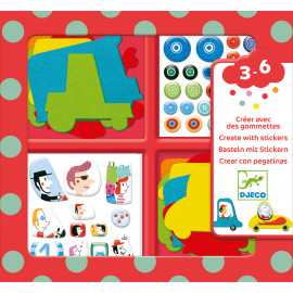 Crea con gli stickers e il feltro le macchinine Djeco