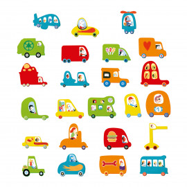 Crea con gli stickers e il feltro le macchinine Djeco