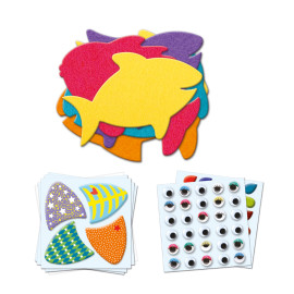 Crea con gli stickers e il feltro pesciolini Djeco