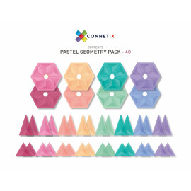 Set 40  tessere magnetiche geometry pastello 100% Plastica ABS Atossica Connetix