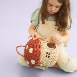Cesto Rattan Mushroom basket- Red