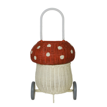 Carrellino Rattan Mushroom Luggy basket- Red