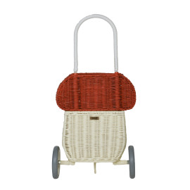 Carrellino Rattan Mushroom Luggy basket- Red