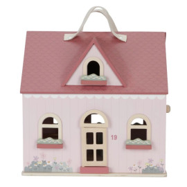 Casa delle bambole in legno rosa con accessori Little Dutch