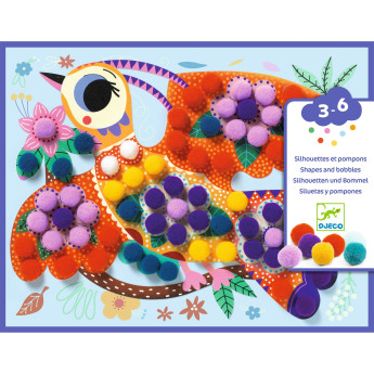 Kit collage pompom uccelli Djeco